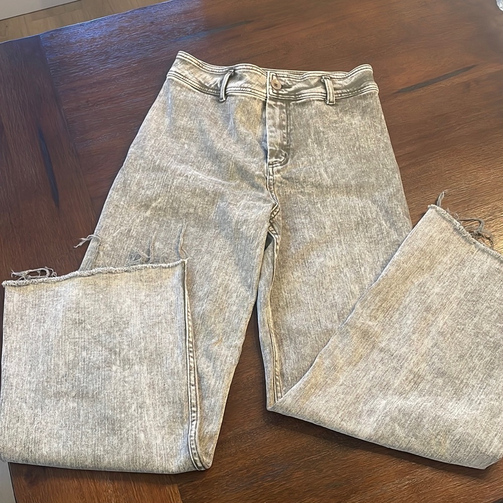 Miou Muse wide leg pants, grey wash, size Medium